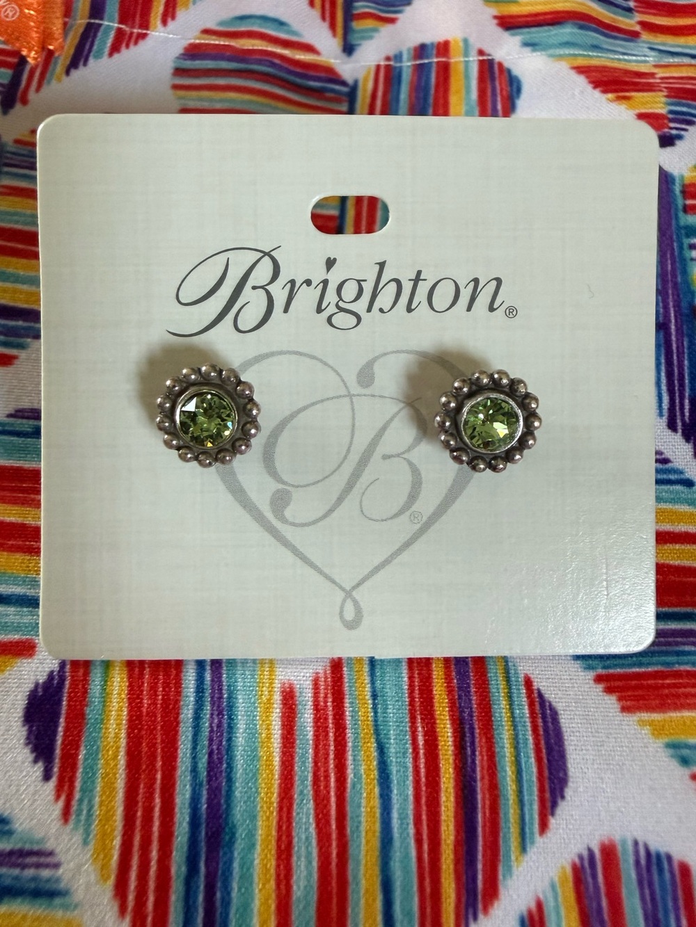 Brighton Twinkle Peridot Green Crystal Post Earrings.